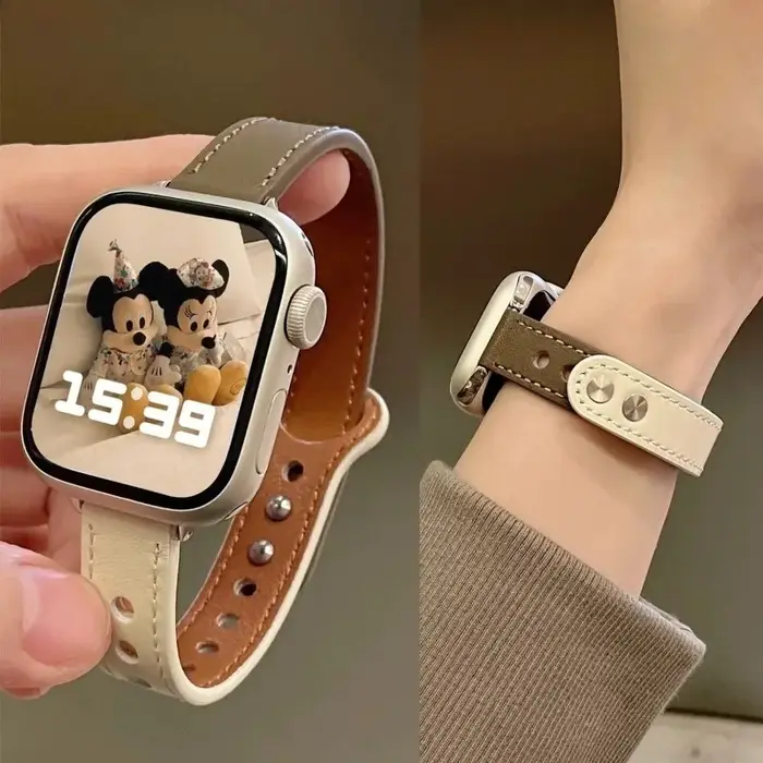 Bracelet en cuir Silm pour Apple Watch, 46mm 42mm 40mm 38mm 41mm 44mm 45mm 49mm, bracelet fin iWatch série 11 10 9 8 7 6 SE 5 4 Ultra3/2