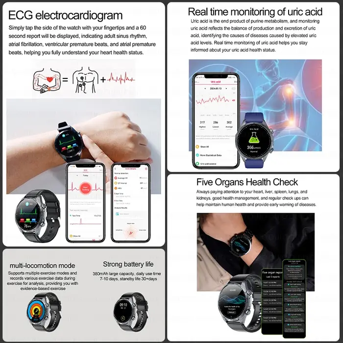 Nouvelle montre connectée 2026 améliorée avec fonctions de suivi de santé (ECG