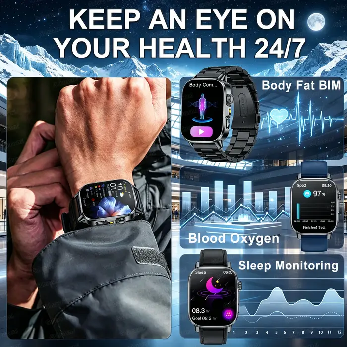 Nouvelle Montre Connectée 2026 pour l'Analyse de la Santé (Acide Urique & Lipides) avec ECG+PPG, App