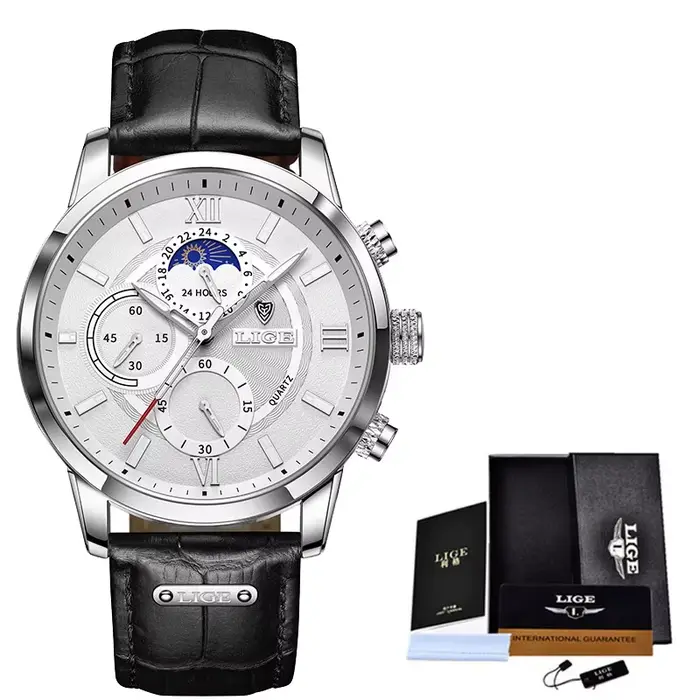 Montres pour hommes LIGE Top marque de luxe hommes montre-bracelet pour hommes en cuir montre à Quar