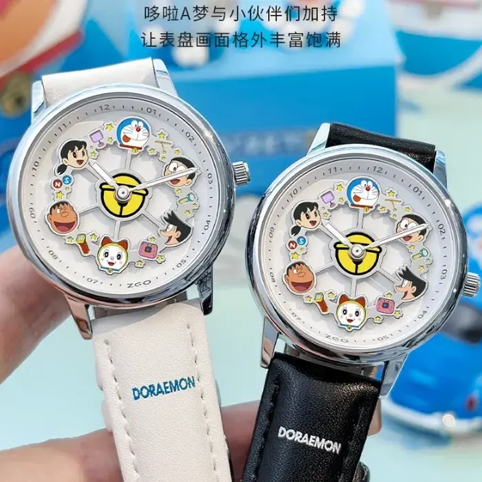 ZGO-Montre à quartz Shoous Carrousel Doraemon pour filles, co-marquée, cadran rotatif