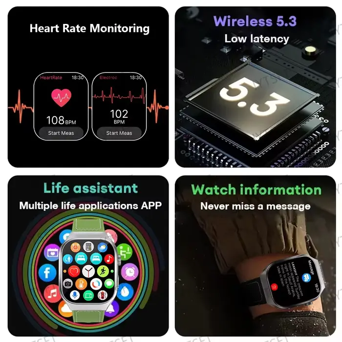LAXASFIT 2.01 pouces écran incurvé montre intelligente pour hommes Bluetooth 5.3 HD appel plusieurs Modes de sport femme