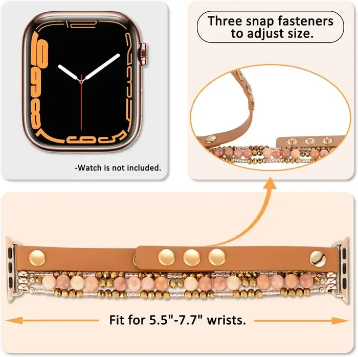 Bracelet en cuir perlé élastique pour femme, bracelet pour Apple Watch, Iwatch SE Series Ultra, 8, 7, 6, 5, 4, 3, 2, 49mm, 40mm, 38mm, 41mm