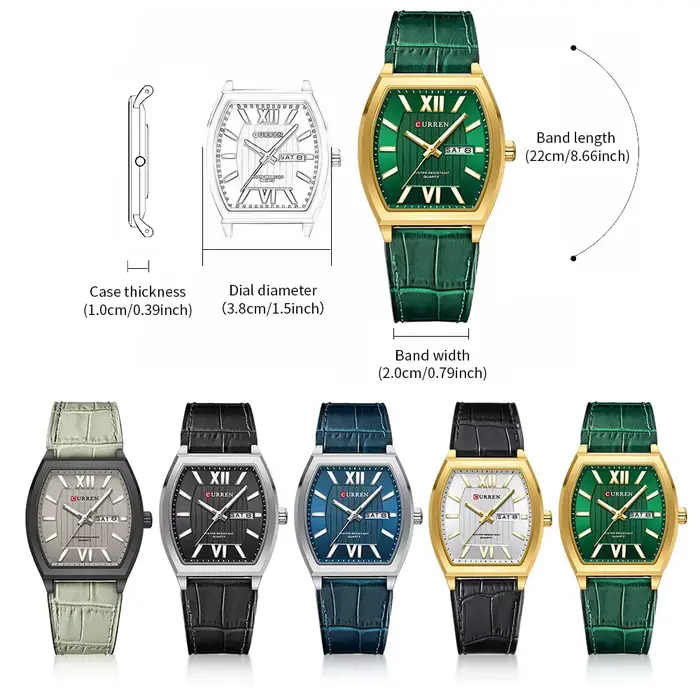 Montre pour homme CURREN au design minimaliste moderne avec jour et date