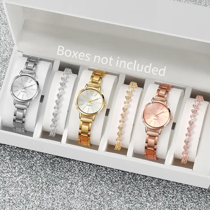 6 pièces/ensemble montre pour femme mode bracelet en acier montres à Quartz ensemble de bracelets en diamant (sans boîte