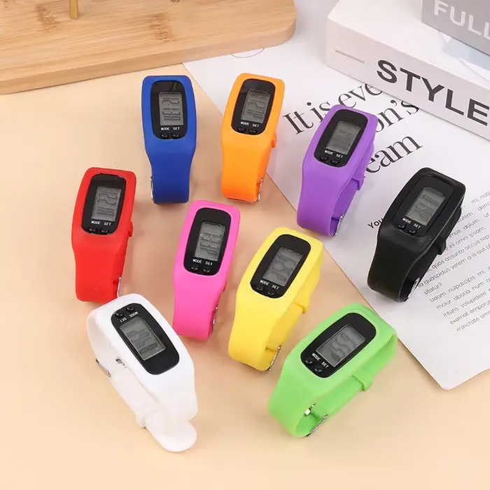 Montre de compteur de pas de Bracelet de podomètre de LED avec l'affichage de l'heure 12/24H