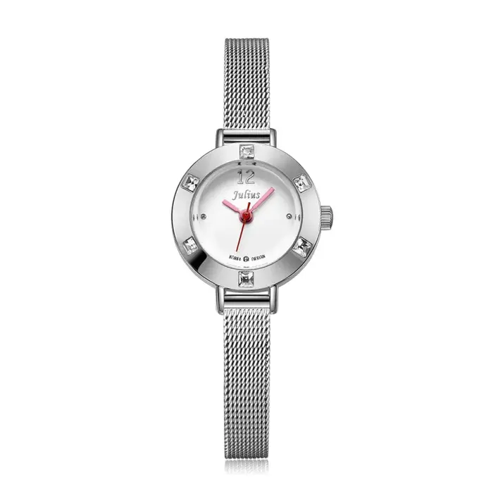 Petite montre pour femme Julius Lady strass scintillants japon Quartz heures de mode chaîne en acier