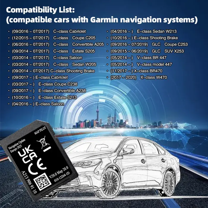 Carte SD de navigation Garmin pour Mercedes GLC C E V X-class, cartes Polit V20, mise à jour GPS, ca