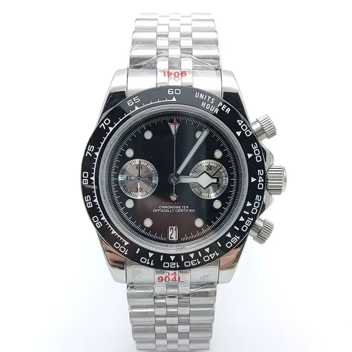 Mode 39.5MM montre à Quartz VK64 chronographe montre pour hommes verre saphir design montre vintage