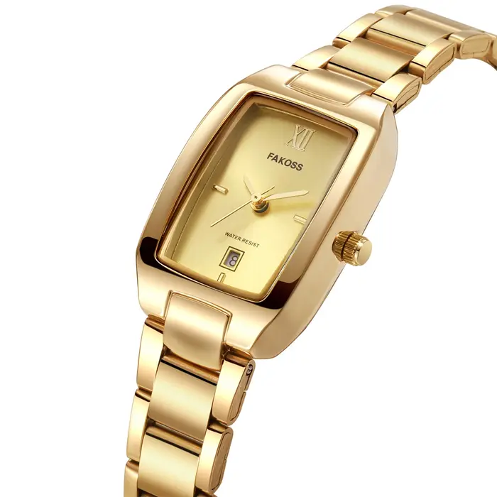 Montre dorée WWOOR pour femmes, montres de mode, montres-bracelets à quartz étanches pour femmes, bracelet élégant en acier inoxydable, montres pour femmes