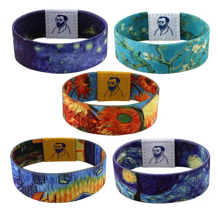 Bracelets à large bande pour hommes et femmes, style de peinture à l'huile Van Gogh classique, bracelet commandé, accessoires de mode