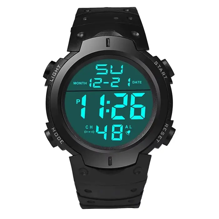 Montre numérique LED de Sport pour hommes, multifonctionnelle en caoutchouc, chronométrage d'athlète