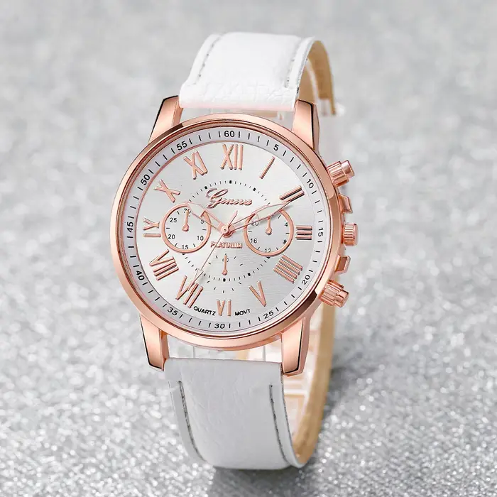6 pièces/ensemble genève femmes montres bracelet en cuir décontracté montre-bracelet à Quartz diamant ensemble de bijoux (sans boîte)