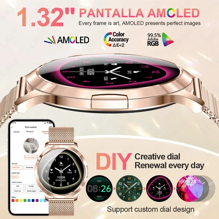 LIGE 2025 nouvelle montre intelligente pour femmes AMOLED HD écran montres IP68 étanche moniteur de fréquence cardiaque dames ultra-mince Smartwatch