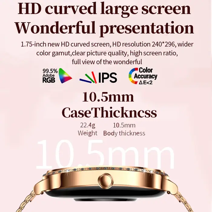 Montre connectée de luxe pour femmes, écran HD 1.75 pouces, fréquence cardiaque, Sport, Fitness, étanche IP68, appel Bluetooth, cadeau pour dames, nouvelle collection