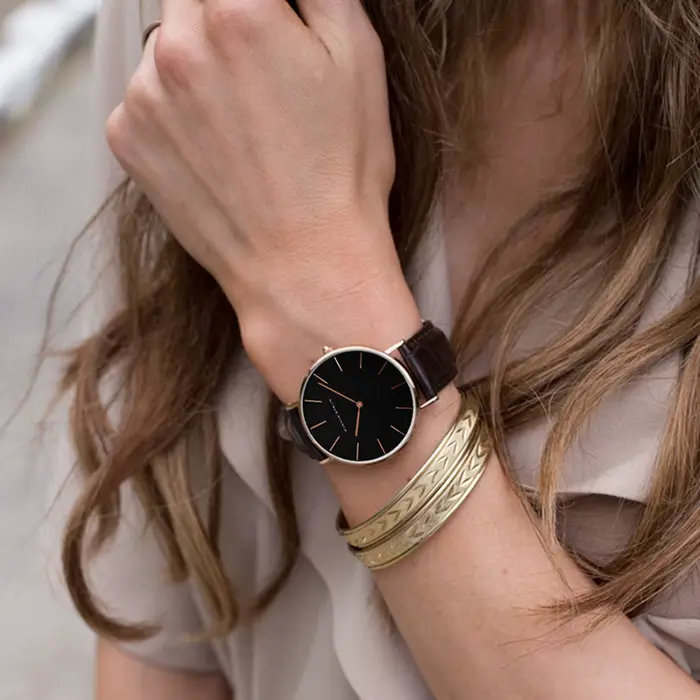 HANNAH MARTIN Top marque femmes montres étanches 36mm mode luxe Ultra mince en cuir créatif or Rose dames