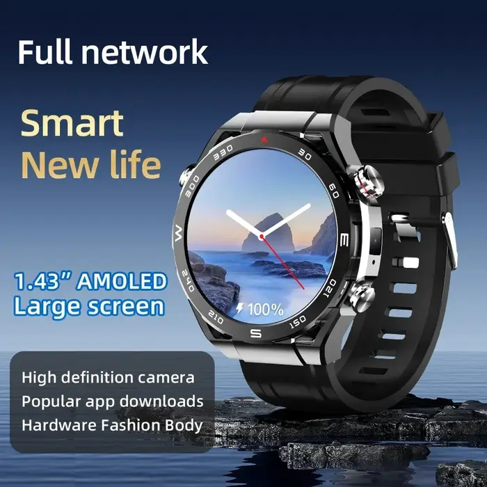 Montre connectée Android 4G A5 Pro nouvelle génération, écran AMOLED, caméra 2MP, navigation GPS, WiFi, mode sport, unisexe, pour hommes et femmes
