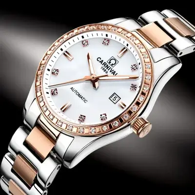 Carnaval marque montres de luxe pour femmes mode étanche or Rose argent calendrier automatique mécanique montre-bracelet Reloj Mujer