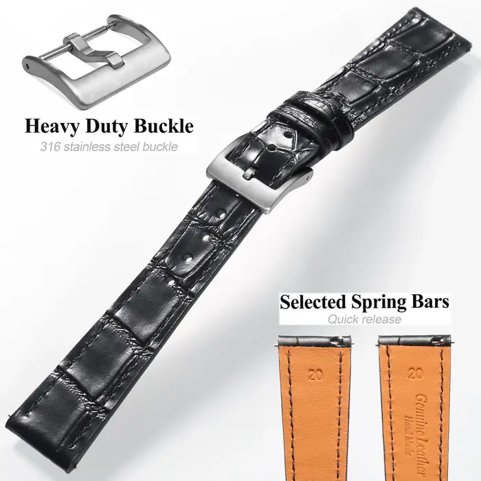 Bracelets de montre en cuir d'alligator