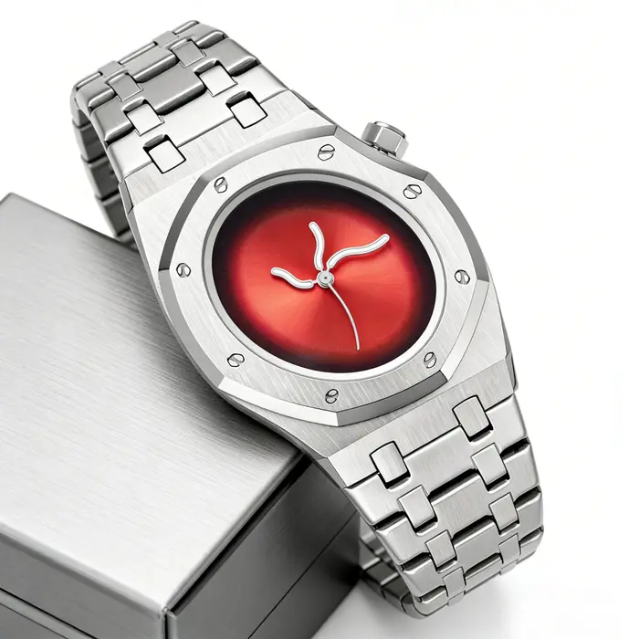 Montre à quartz pour homme, 1 pièce, élégante et luxueuse pour les affaires et les loisirs, coque irrégulière, bracelet en acier inoxydable, montre à quartz pour homme