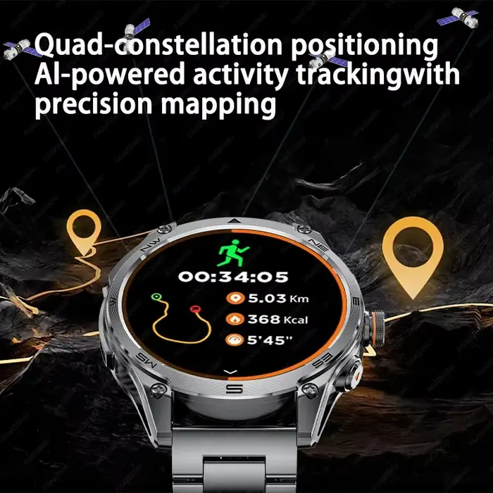 Nouvelle montre connectée militaire GPS sportive 2026, grand écran haute définition de 1,7 pouce, batterie de 1000 mAh, étanche 3ATM, boussole