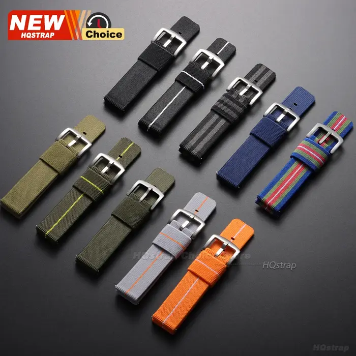 Nouveau bracelet de montre en nylon élastique tissé, 18mm 20mm 22mm, universel, à libération rapide, pour montre militaire, bracelet pour femmes et hommes