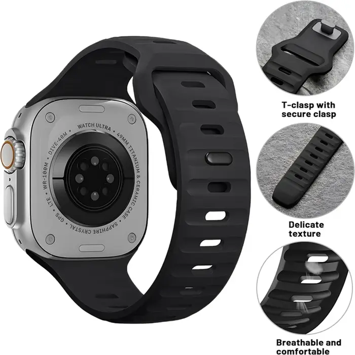 Bracelet en silicone pour Apple Watch 44mm 45mm 41mm 40mm + protecteurs d'écran