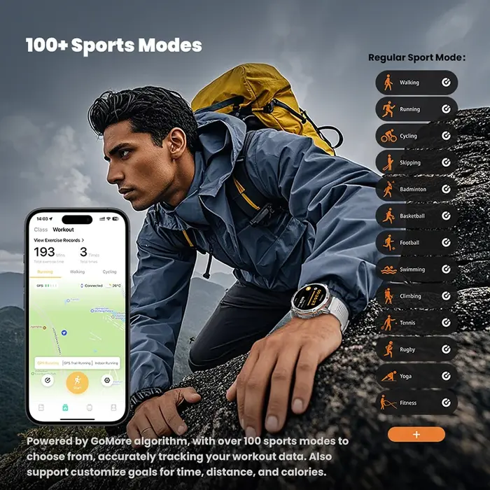 2025 nouveau 100M étanche natation montre intelligente pour hommes 1.73 ''AMOLED écran GPS positionnement Bluetooth appel sport Bracelet intelligent