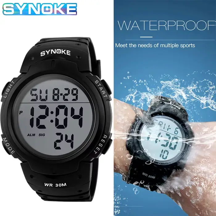 Montre de sport numérique LED étanche pour homme