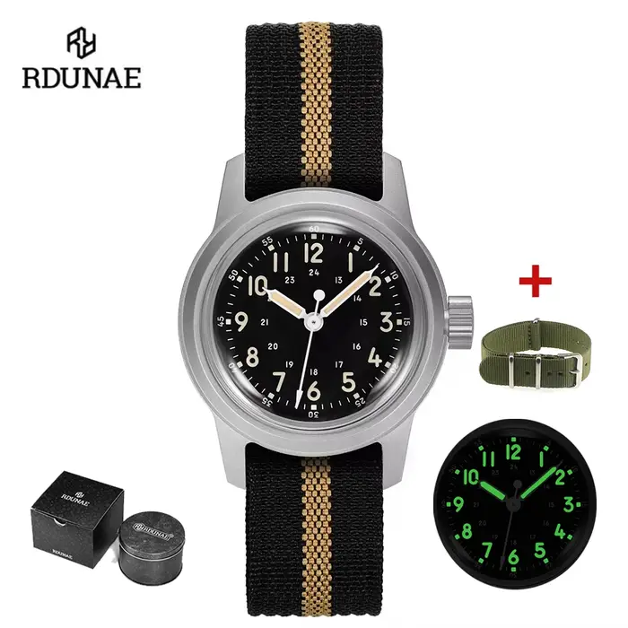 RDUNAE RA06 2025 nouvelle montre à Quartz militaire rétro pour hommes 2035 mouvement K1 verre minéral acier inoxydable étanche 5Bar lumineux