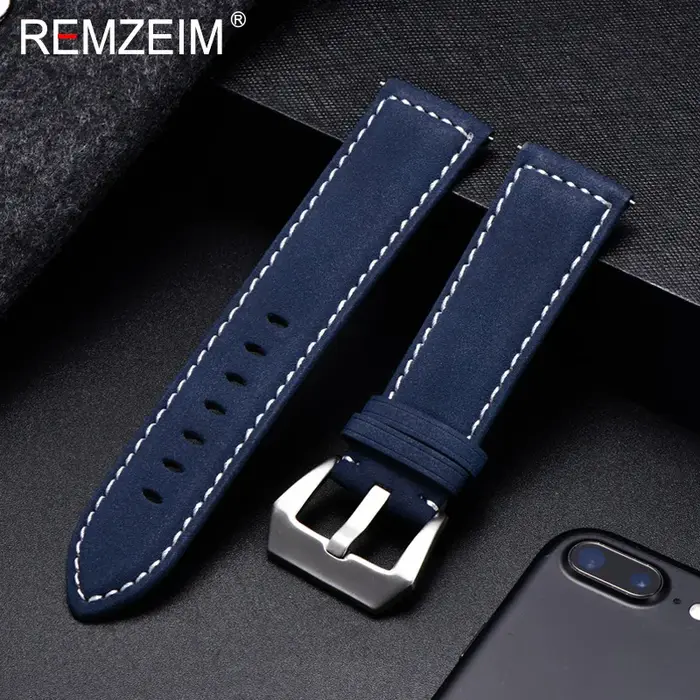 Bracelet de montre en cuir véritable pour hommes et femmes
