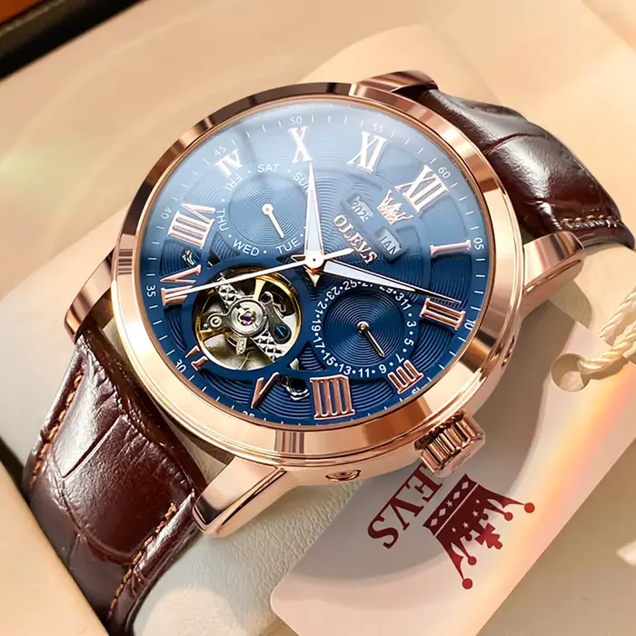 OLEVS 6668 Top marque hommes montres tendance mode automatique mécanique montre-bracelet bracelet en