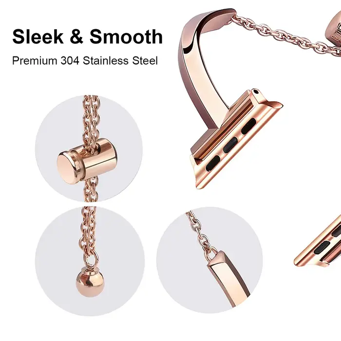 Bracelet à maillons en acier inoxydable pour Bracelet de montre Apple 6 7 8 SE 40mm 44mm 45mm 41mm 49mm, Bracelet mince pour femmes pour iWatch 5 4, accessoires
