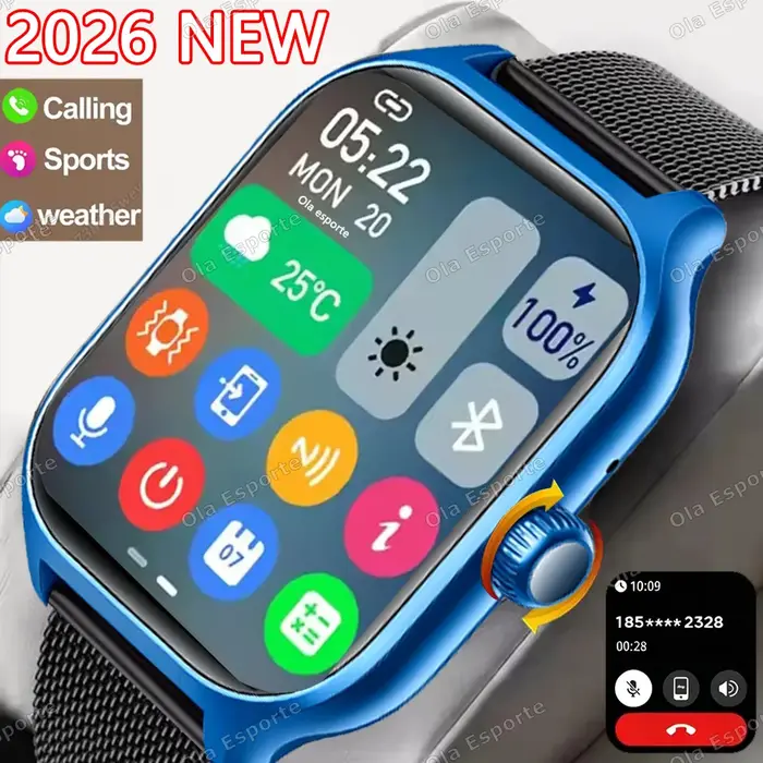 Nouvelle montre connectée de sport, écran tactile HD 1,85 pouces, montres de fitness, tracker d'activité, électronique, appel Bluetooth, montre connectée pour hommes et femmes, cadeau