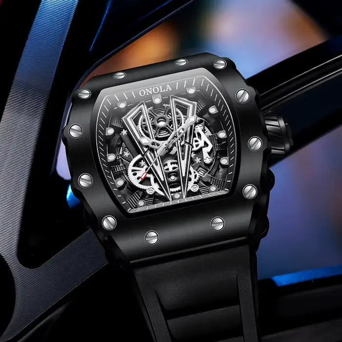 ONOLA 3826 marque sport luxe Tonneau montre hommes montres en plein air étanche lumineux horloge décontractée