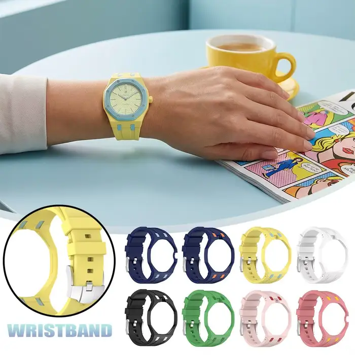 Bracelet de montre en silicone intégré pour Swatch Royal P