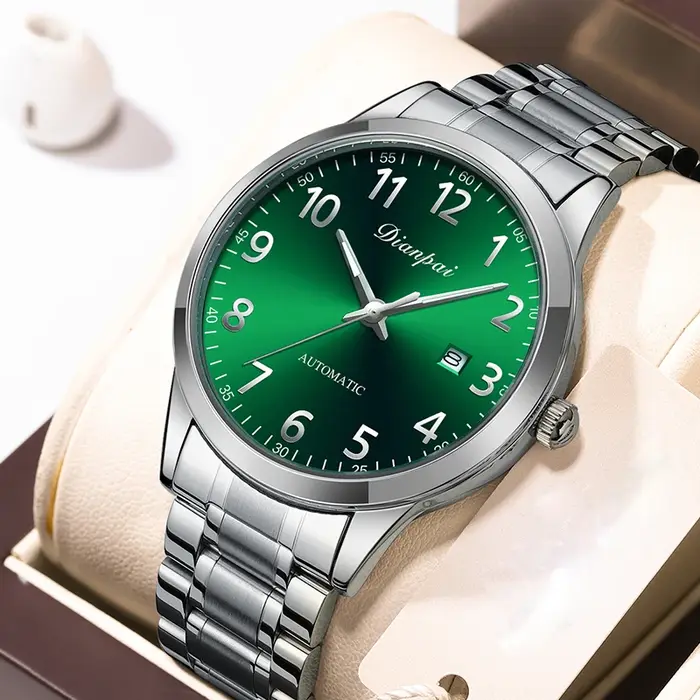 Dianpai nouvelle montre mécanique entièrement automatique originale en acier inoxydable minimaliste échelle numérique montre hommes étanche nuit lueur