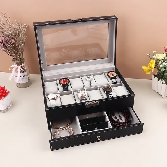 Boîte de montre en cuir PU