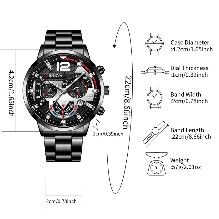 Ensemble de 4 montres à quartz de luxe pour hommes