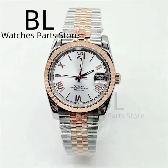 BLIGER-Montre existent pour Homme, Lunette Cannelée, Deux Tons, Index Romain, Cadran localité, Bracelet Jubilee, Verre Saphir, 36mm, 39mm, NH35A