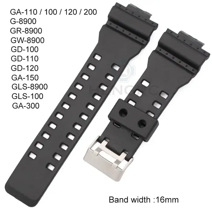 Bracelet de montre en caoutchouc de Silicone, 16mm, pour G Shock GD-100 G-8900, remplacement noir, a