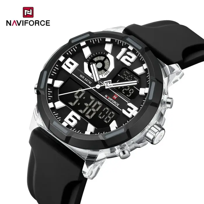 NAVIFORCE 2026 Montre Chronographe Homme Étanche 5ATM Double Affichage Alarme Semaine Mode Sport Cadeau Montre-Bracelet Relogio Masculino