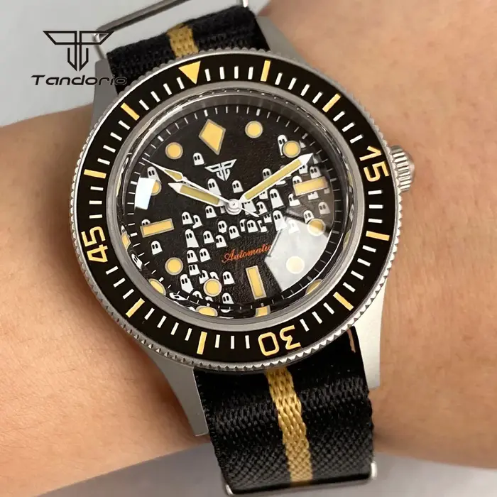Tandorio 40mm 50 brasses Style dôme saphir montre mécanique pour hommes automatique mis5 8215 Movt 20ATM plongeur vert lumineux