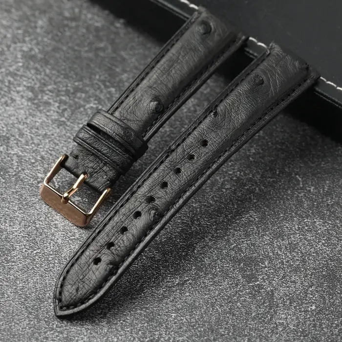 Bracelet de montre en cuir d'autruche sud-africain fait à la main 18 19 20 21 22MM