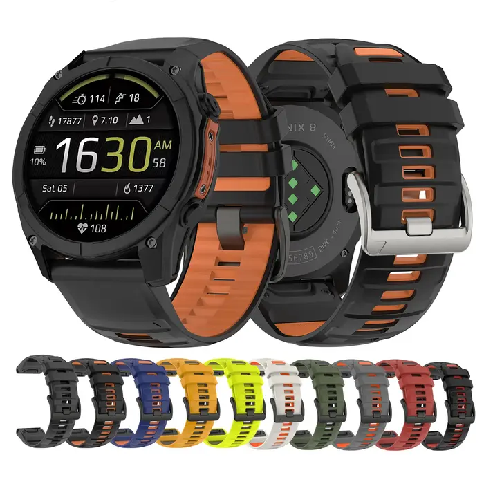 Bracelet sport en silicone officiel Quickfit pour Garmin Fenix 8 Pro 47mm 51mm 7 7X/Epix Pro/6 6X/Enduro 3