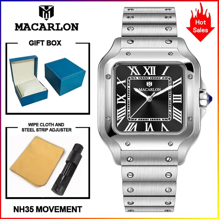 Montre mécanique MACARLON Design China NH35 pour homme