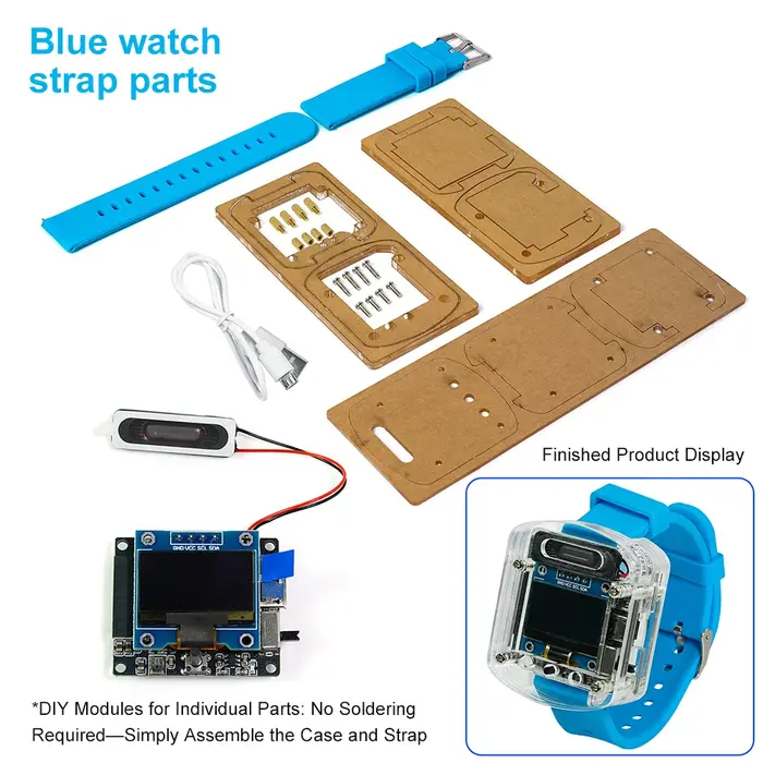 Xiaozhi AI montre vocale intelligente avec écran OLED 0.96 "Dialogue vocal AI Intelligent Kit de bricolage ESP32S3N16R8 Module bracelet en Silicone