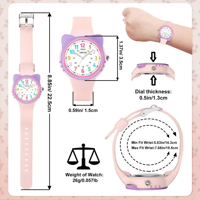 Montre analogique pour enfants, garçons et filles, tout-petits de 3 à 12 ans, pour apprendre l'heure, étanche 3ATM, montre à quartz pour enfants avec affichage facile à lire.