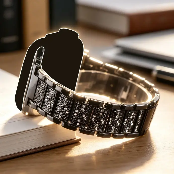 Bracelet en métal avec strass pour Apple Watch