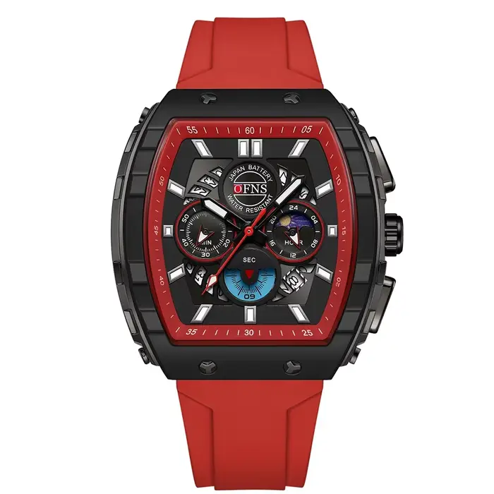 OFNS mode montres à Quartz pour homme lumineux étanche chronographe calendrier bracelet en Silicone